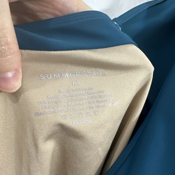 Summersalt The Ruffle Backflip Seaglass Seaweed Teal Swimsuit Womens 16 Beach - Picture 3 of 9